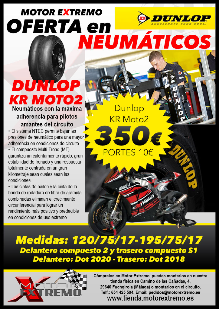 Promoción Neumáticos DUNLOP KR MOTO2 120/75/17-195/75/17